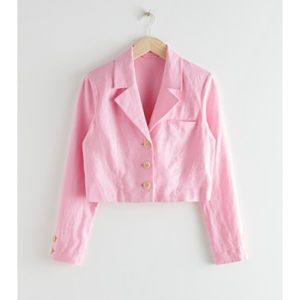 Cropped linen blazer